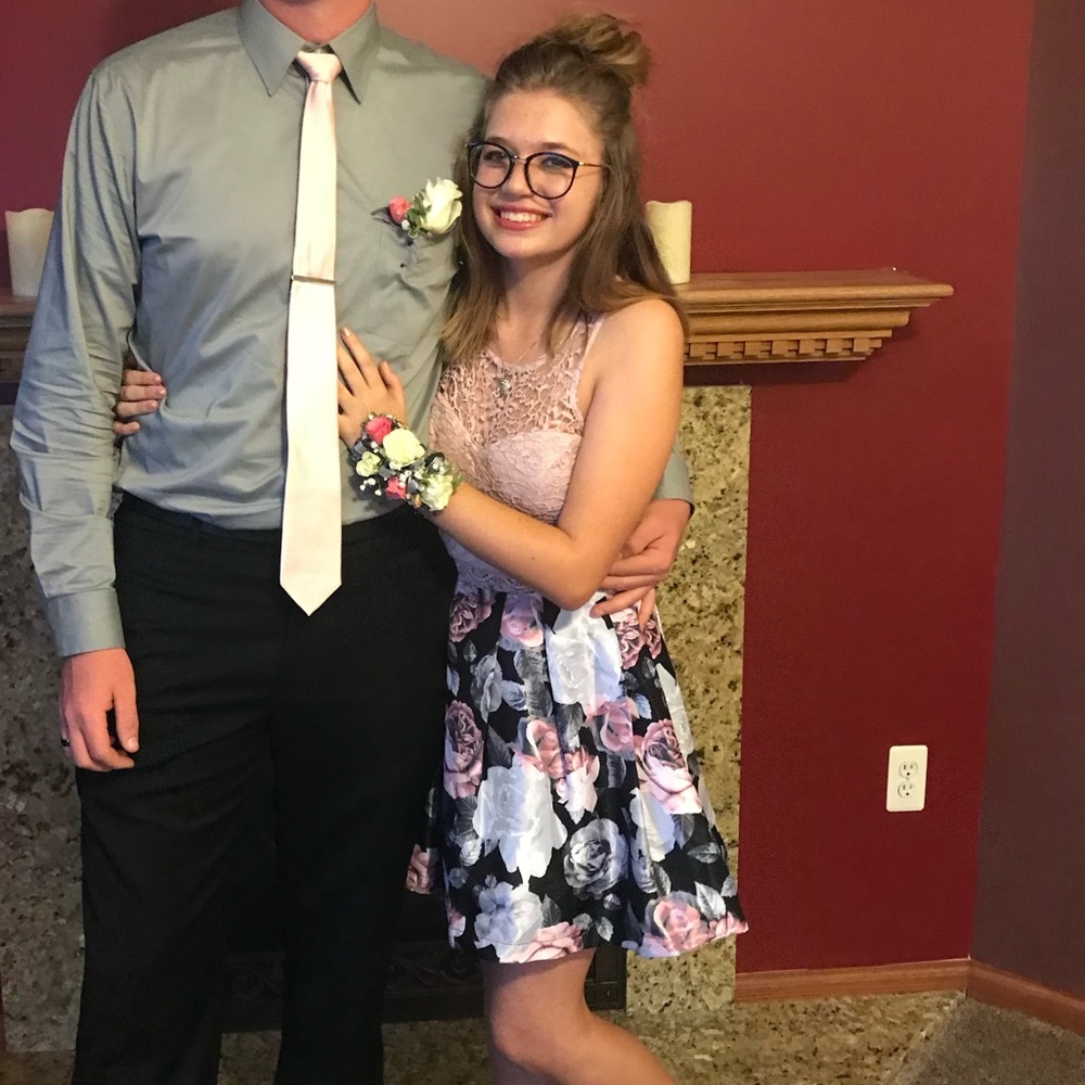 Size 7 Floral 2 Piece Homecoming Dress